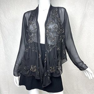 Biya XS NWT Beaded Sheer Open Cardigan Evening Jacket
